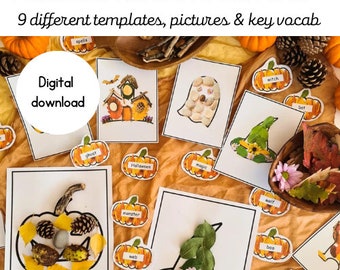 Halloween-tema aktivitet med lösa delar i naturen | pumpaaktivitet | digital nedladdning | naturpromenad | förskoleaktivitet