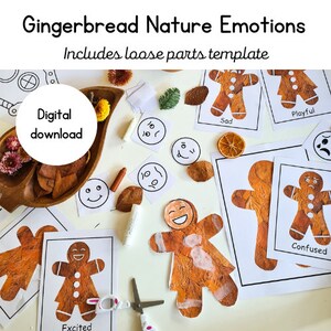 Schede flash di emozioni/sentimenti di Pan di zenzero natalizio/download digitale/benessere/decorazioni natalizie//consapevolezza/asilo