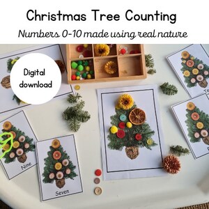 Weihnachtsbaumzählen | Digitaler Download | Weihnachtsaktivität | Weihnachtsbaum schmücken | Zahlen Lernkarten