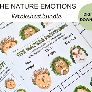 Emotions worksheets | Emotions resources | forest school emotions printable | kindergarten | Nature emotions | Emotions printable