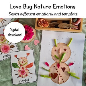 Tarjetas flash de emociones de la naturaleza de San Valentín, Descarga digital, Salud mental para niños, Escuela forestal, Vuelta al cole, Atención plena, Jardín de infancia