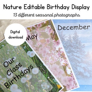 Classroom Birthday Display | Nature photography | Natural classroom | Digital download |