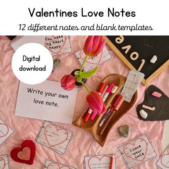 Valentines Love Notes for Children Valentines Writing Template