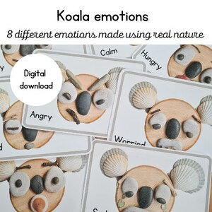 Tarjetas flash Koala Emotions / Emociones de la naturaleza / descarga digital / bienestar de los niños / emociones imprimibles / atención plena / juego de piezas sueltas