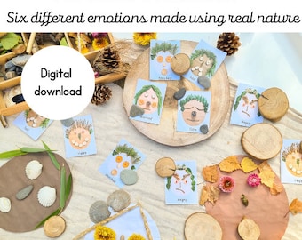 Emotions flash cards | Nature emotions | digital download | kids wellbeing | forest school emotions printable | mindfulness | kindergarten
