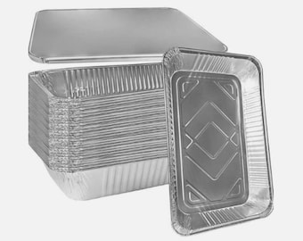 Full Size Deep Aluminum Pans with Lids, Disposable Catering Trays (50/Case)