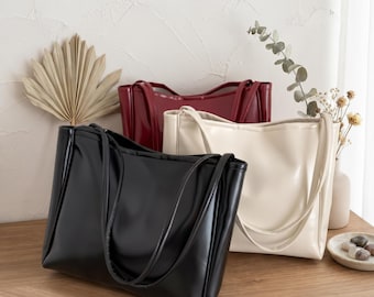 Bolso de hombro para mujer, bolso grande de piel sintética, bolso de mano para uso diario.