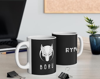 Börü Wolf Mask Mug | 11oz Ceramic Coffee Cup