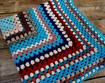 37" Granny Squares Crochet Knit Blanket