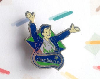 Vintage enamel pin Chambourcy pin french france dairy
