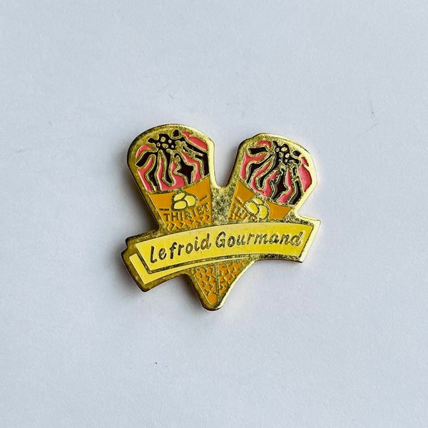 Vintage enamel pin / Thiriet ice cream cone / Le froid Gourmand / cornetto