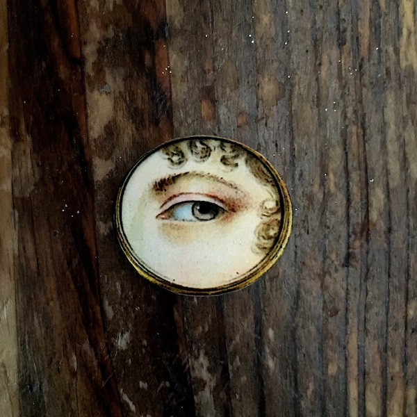 Lovers Eye Brooch Wooden Gothic Jewellery Pin Badge