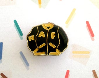 Vintage enamel pin badge Naf Naf 80s coat 90s french bomber jacket pin