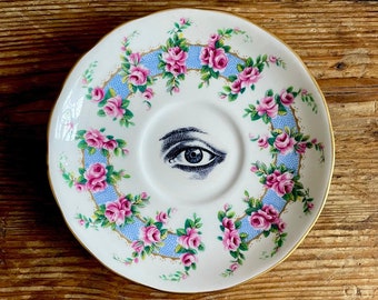 Vintage Victorian Eye Plate Altered Art gothic Lovers Eye religious