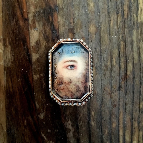 Lovers Eye Brooch Wooden Gothic Jewellery Pin Badge