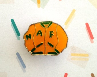 Vintage enamel pin badge Naf Naf 80s coat 90s french baseball jacket pin