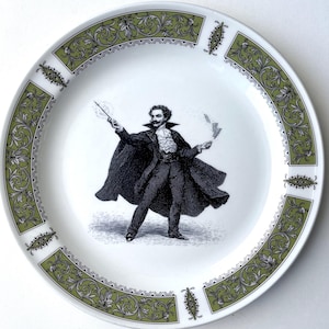 Mago vintage / Arte de pared con placa vintage / Hechizos / Trucos de cartas / Varitas mágicas / Bigote grande