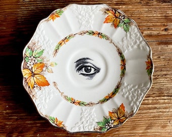 Vintage Victorian Eye Plate Altered Art gothic Lovers Eye religious