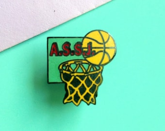 Vintage enamel pin badge Basketball A.S.S.J. pin