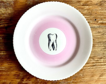 Vintage Victorian Tooth Plate Altered Art / dental / dentist / teeth / First tooth / Sweet tooth / wall art plate