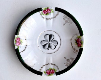 Vintage Lucky Irish Shamrock Plate Altered Art clover ireland / wall art plate