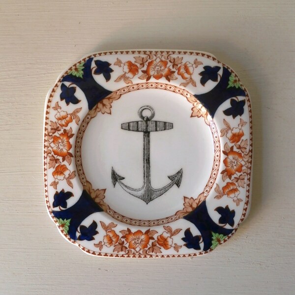 Vintage Nautical Anchor Plate Altered Art