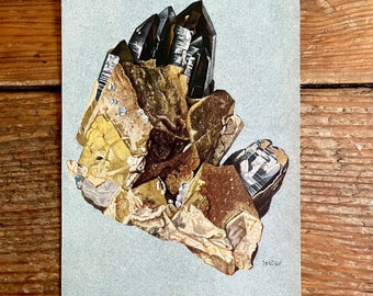 Vintage Gemstone Mineral Plate Page Print of Crystals / 1960s Illustration / original page / natural history rocks gems stones quartz