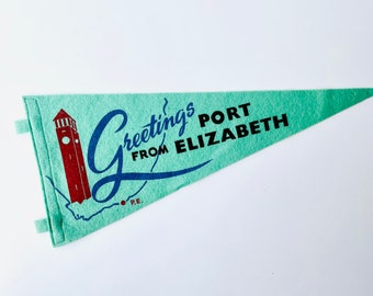 Vintage Pennant / Port Elizabeth Pennant / felt flag souvenir / The Friendly City / South Africa / the windy city / wall hanging