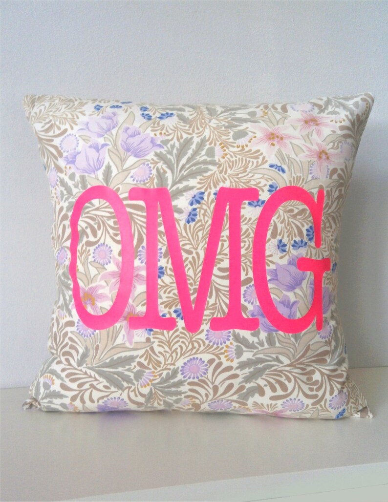 Vintage Fabric With Neon Vinyl OMG Hipster Pillow Cover Etsy
