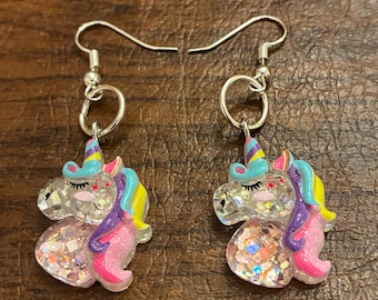 Resin Unicorn Earrings