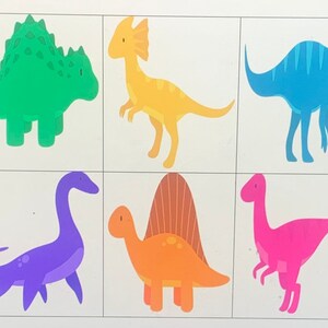 Printable 6 Square Dinosaur Memory Game