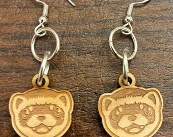 Wooden Ferret Earrings