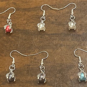 Silver Tone Dragon Claw Earrings