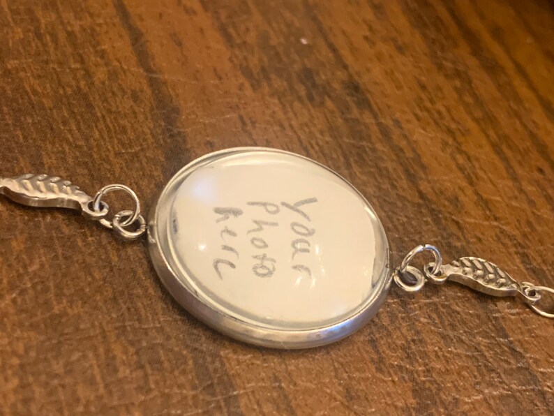 Metal Feather Personalized Photo Bracelet