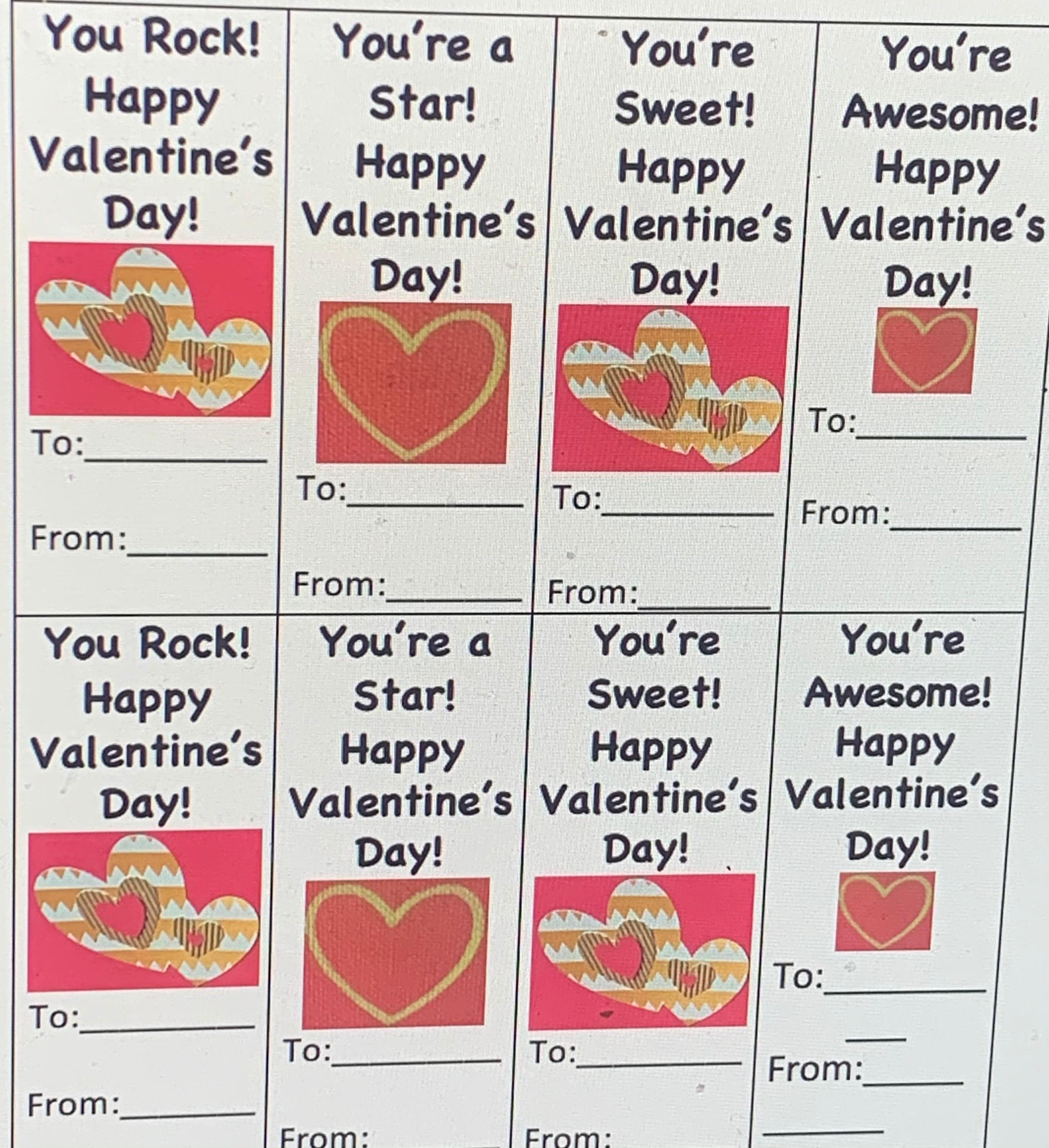 Editable: Set of 20 Large Printable Class Valentines | Etsy
