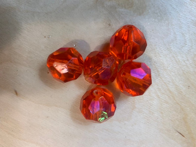 Pink Faceted Plastic Beads-Set of 5