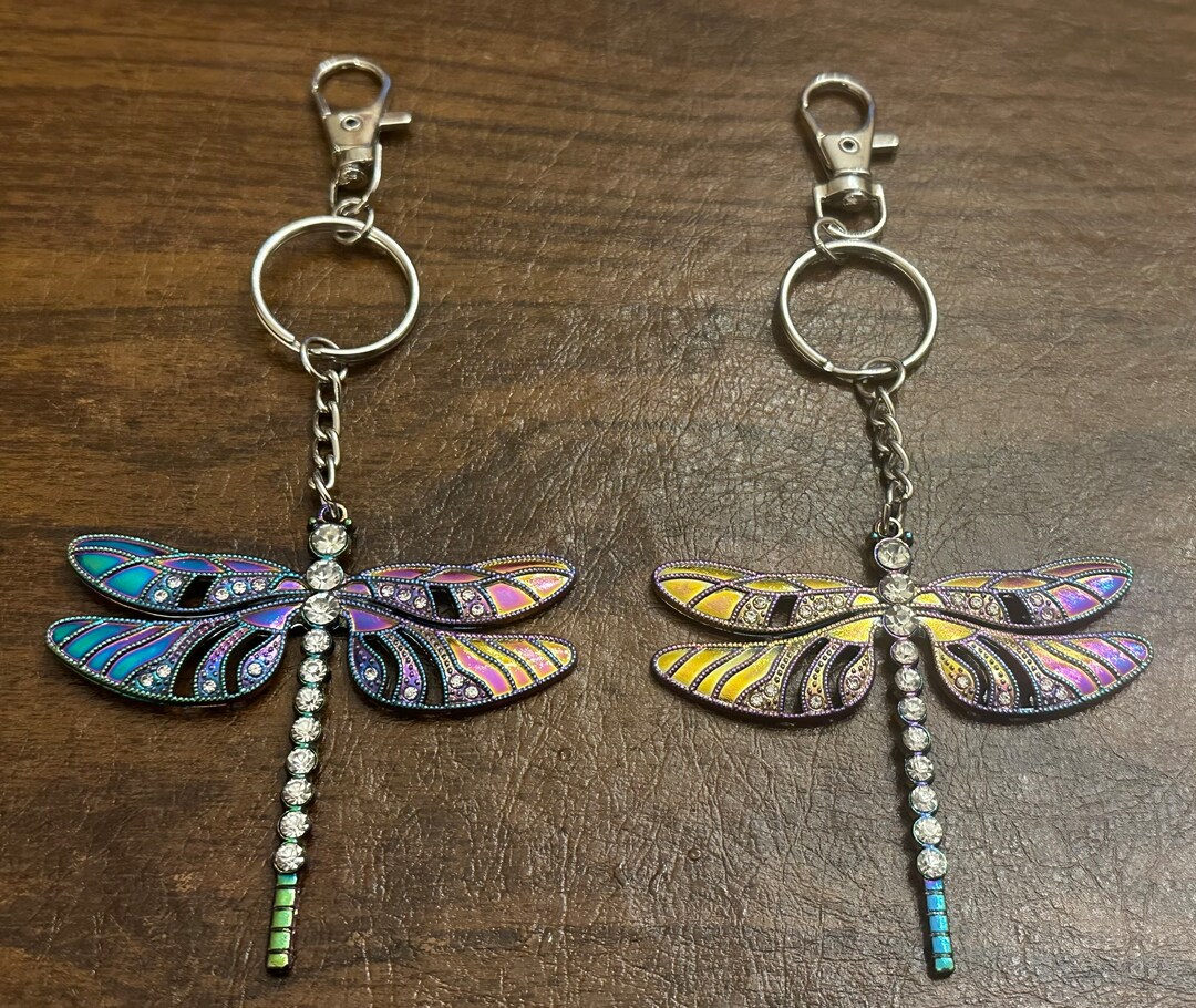 Rainbow Sparkle Dragonfly Keychains/bag Charms Etsy