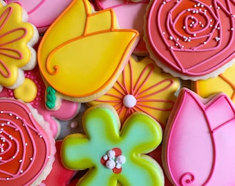 Spring Flower Decorated Sugar Cookies-1 dozen