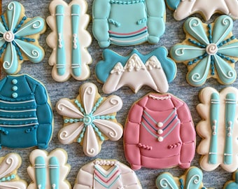 Ski Bunny/ Skiing Decorated Sugar Cookies-1 dozen