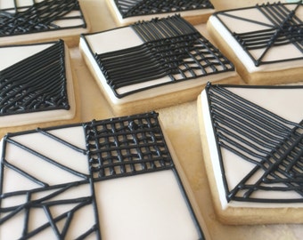 Graphic Black and White Decorated Sugar Cookies-1 dozen