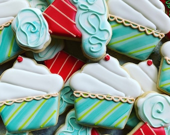 Cupcake Decorated Sugar Cookies- 1 Dozen
