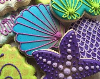 Seashell Beach Decorated Sugar Cookies-1 dozen