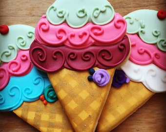 Ice Cream Decorated Sugar Cookies-1 dozen