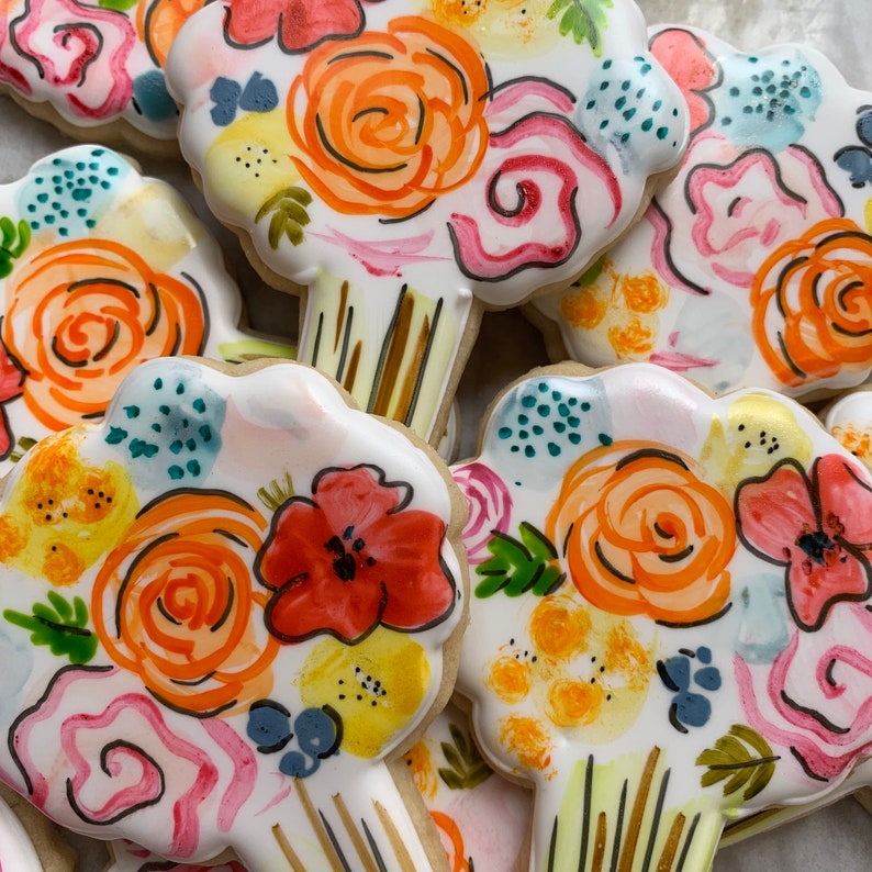 Spring Flower Decorated Sugar Cookies-1 Dozen - Etsy