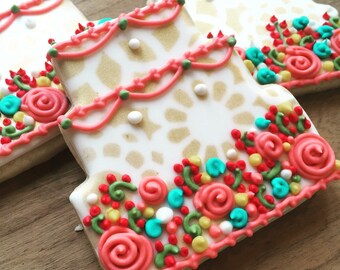 Floral Cake Decorated Sugar Cookies-1 dozen