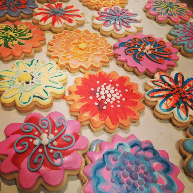 Spring Flower Decorated Sugar Cookies-1 dozen | Etsy