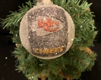 Kansas City Chiefs glass glitter ornament