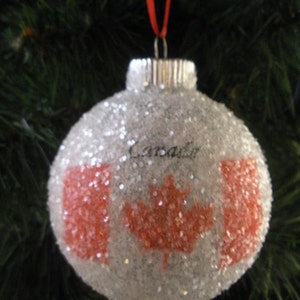 Canada Flag glass glitter ornament