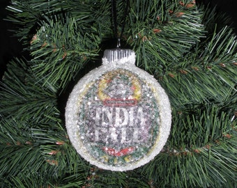 NEW!! India Pale Ale glass glitter ornament