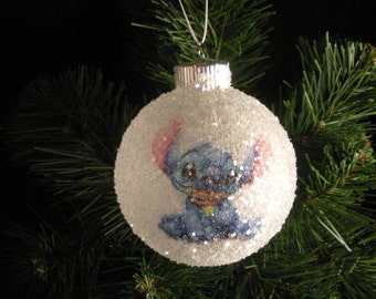 Stitch Ornament! Glittered Ornament For Your Christmas Tree! Custom Made -  Ohana